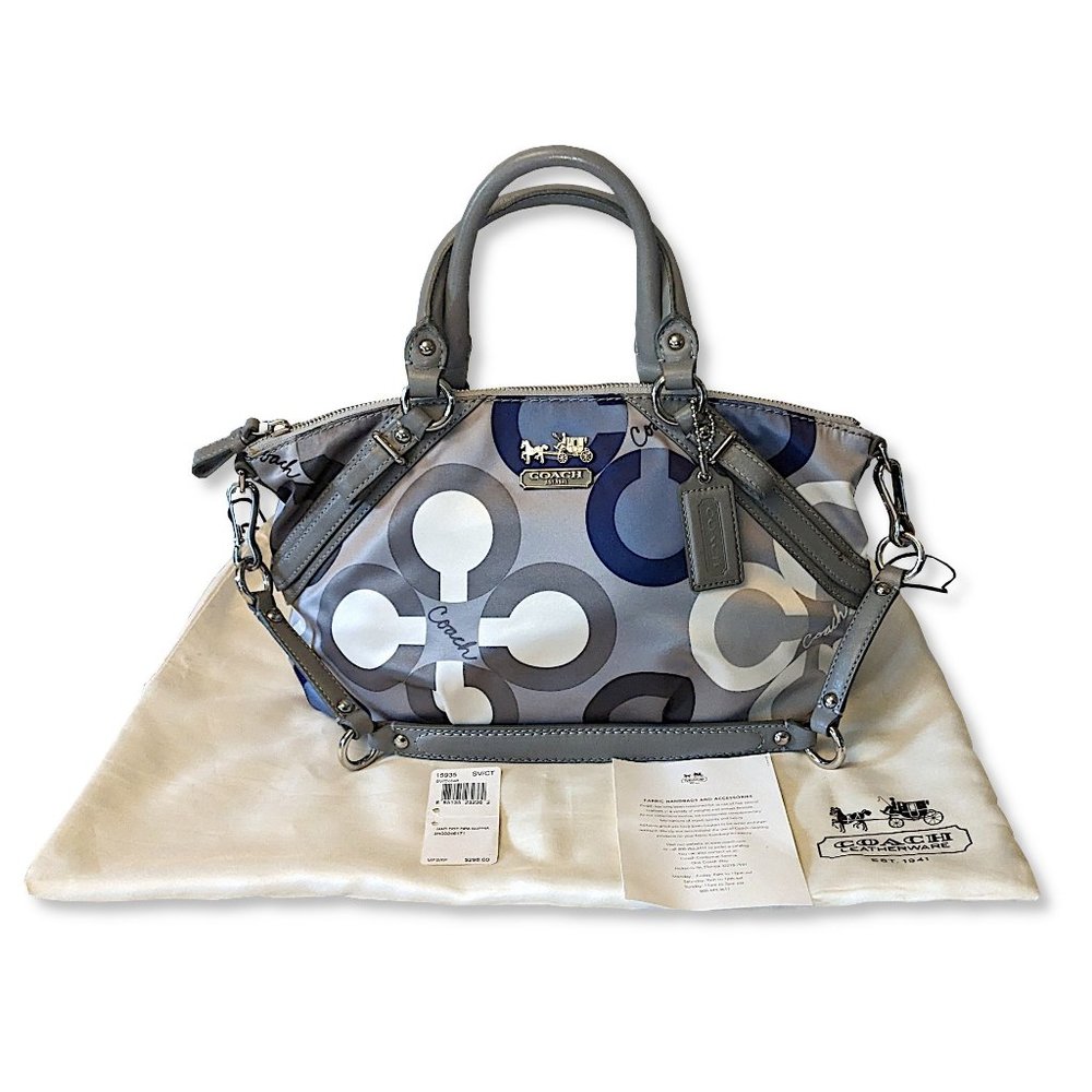 NWT Multicolored Sateen Satchel Bag 2010 Madison Sophia Strap Fob Dust Bag 🎉